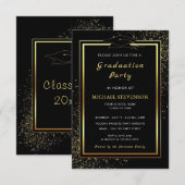 Invitation Modèle d'invitation de remise de diplômes Noir Or (Devant / Derrière)