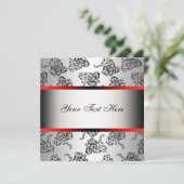 Invitation Modèle d'invitation de soirée damassé rouge argent (Debout devant)