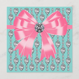 Invitation Modèle d'invitation Diamonds rose Turquoise Blue P