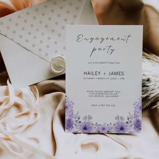 Invitation Modèle d'invitation Fiançailles violet