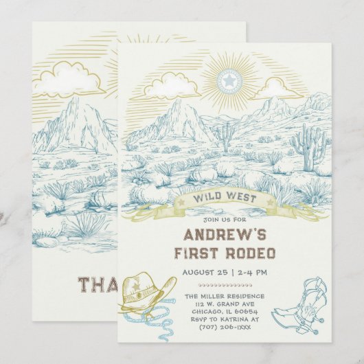Invitation Modèle d'invitation First Rodeo Vintage (Devant / Derrière)