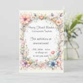 Invitation Modèle d'invitation Fleurs et cœurs pastel (Debout devant)