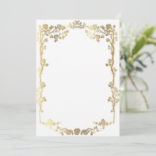 Invitation Modèle d'invitation florale dorée (Debout devant)