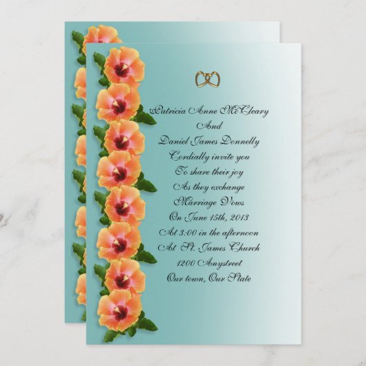 Invitation Modèle d'invitation Hibiscus (Devant / Derrière)