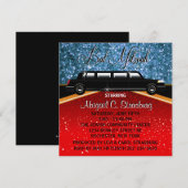Invitation Modèle d'invitation Limo Star de Cinéma Glitz Glam (Devant / Derrière)