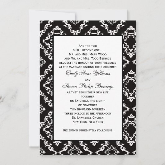 Invitation Modèle d'invitation mariage damassé (Devant)