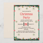 Invitation Modèle d'invitation moderne pour une fête de Noël (Devant / Derrière)