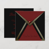 Invitation Modèle d'invitation noir rouge toutes occasions (Devant / Derrière)