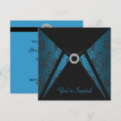 Invitation Modèle d'invitation noir sarcelle toutes occasions (Devant / Derrière)