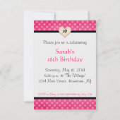 Invitation Modèle d'invitation personnalisé à pois roses (Dos)