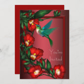 Invitation Modèle d'invitation pour colibri à fleurs d'hibisc (Devant / Derrière)