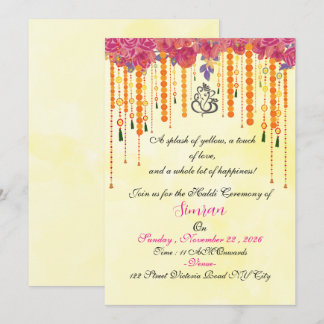 Invitation Modèle d'invitation pour la cérémonie Haldi de mar