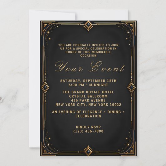 Invitation Modèle d'invitation pour soirée de gala de luxe (Devant)