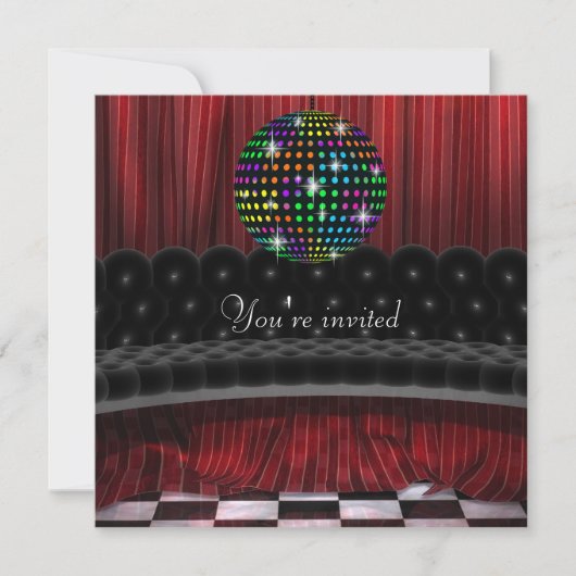 Invitation Modèle d'invitation pour soirée disco à boule à fa (Devant)