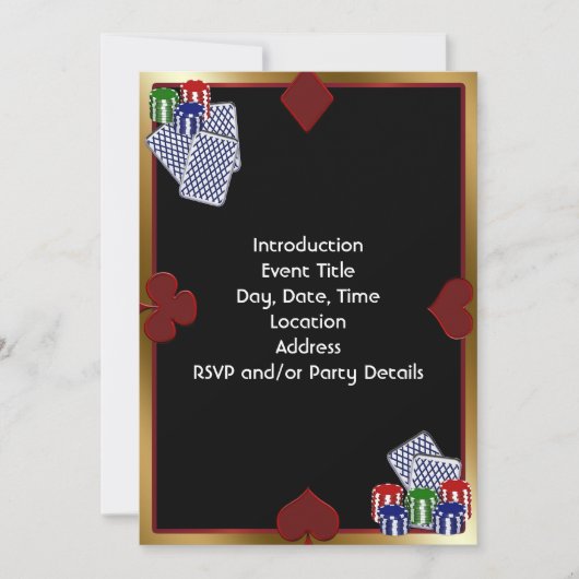 Invitation Modèle d'invitation pour soirée poker (Devant)