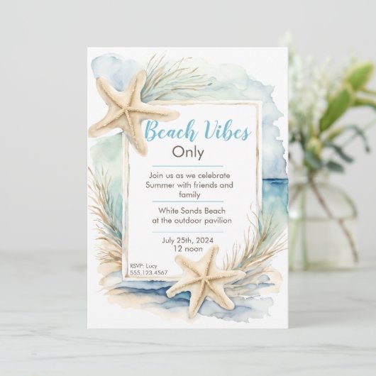 Invitation Modèle d'invitation pour Starfish Beach (Debout devant)
