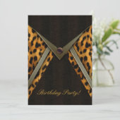 Invitation Modèle d'invitation pour une fête au thème léopard (Debout devant)