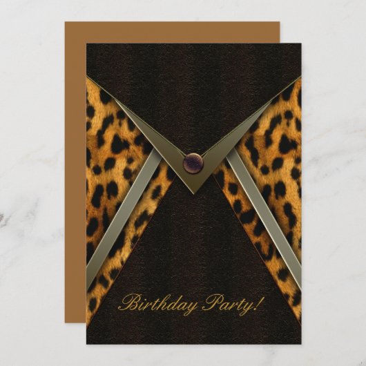 Invitation Modèle d'invitation pour une fête au thème léopard (Devant / Derrière)