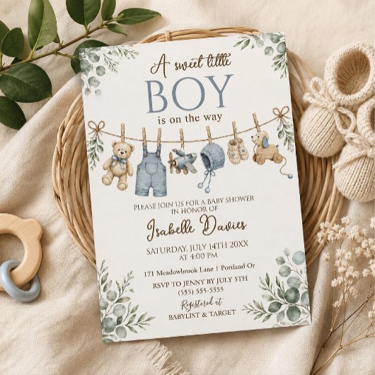 Invitation Modèle d'invitation pour une fête de bébé garçon