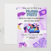 Invitation Modèle d'invitation pour une soirée pyjama (Devant / Derrière)