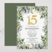 Invitation Modèle d'invitation Quinceañera de verdure (Devant / Derrière)