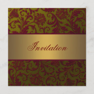 Invitation Modèle d'invitation Red Gold Damask All Occasion I