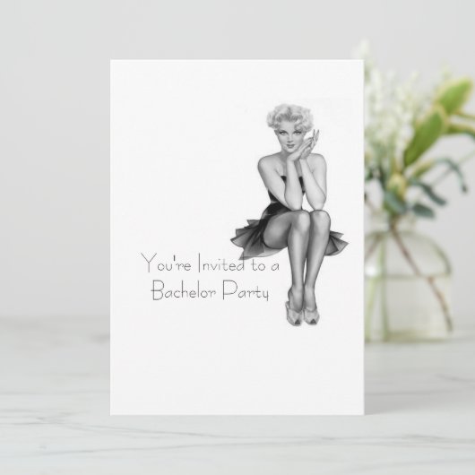 Invitation Modèle d'invitation Retro Bachelor Party (Debout devant)