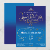 Invitation Modèle d'invitation Royal Blue Quinceañera (Devant / Derrière)