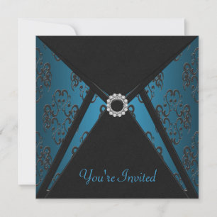Invitation Modèle d'invitation sarcelle noire pour toutes occ