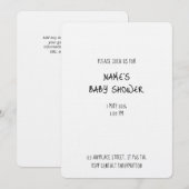 Invitation Modèle d'invitation simple - Baby Shower 1 (Devant / Derrière)