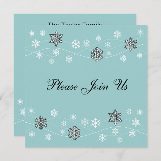 Invitation Modèle d'invitation Stylish Black Snowflakes (Devant / Derrière)