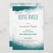 Invitation modèle d'invitation turquoise du lancement de l'aq (Devant / Derrière)