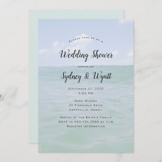 Invitation Modèle d'invitation Wedding shower Ocean Horizon (Devant / Derrière)