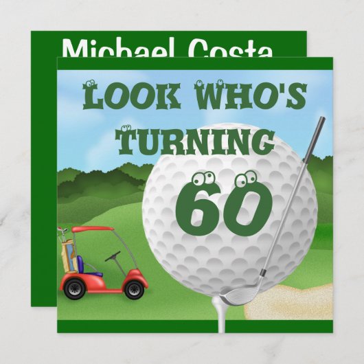 Invitation MODÈLE d'invitations d'anniversaire de golf (Devant / Derrière)