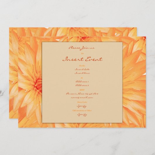 Invitation Modèle d'invitations - lillies oranges (Devant / Derrière)