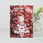 Invitation Modèle d'ornement d'arbre de Noël blanc avec flou (Debout devant)