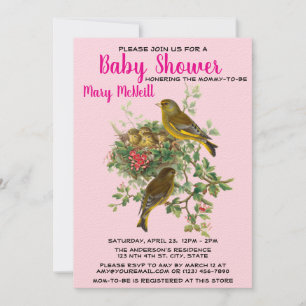 Invitation Modèle du Baby shower de nid d'oiseaux