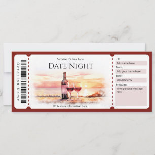 Invitation Modèle du billet cadeau de nuit de surprise