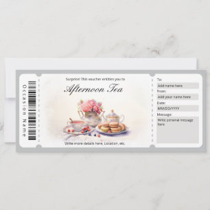 Invitation Modèle du bon de thé pour aquarelle surprise après