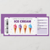 Invitation Modèle du certificat-cadeau de crème glacée, Sunda (Devant / Derrière)