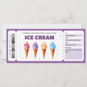 Invitation Modèle du certificat-cadeau de crème glacée, Sunda