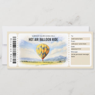 Invitation Modèle du certificat cadeau pour le vol à ballon c