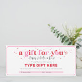 Invitation Modèle du chèque-cadeau de la Saint-Valentin (Debout devant)