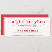 Invitation Modèle du chèque-cadeau de la Saint-Valentin (Devant / Derrière)