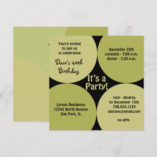 Invitation Modèle du Dîner d'anniversaire (Devant / Derrière)