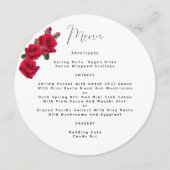 Invitation Modèle du menu Mariage rond Roses rouges (Devant)