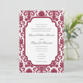 Invitation Modèle du modèle Damask Mariage de Bourgogne (Debout devant)