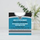 Invitation Modèle du parti à thème Jersey de hockey, Turquois (Debout devant)