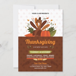 Invitation Modèle du prospectus de fête de Thanksgiving