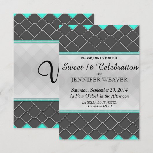 Invitation Modèle élégant moderne noir, blanc et néon sarcell (Devant / Derrière)